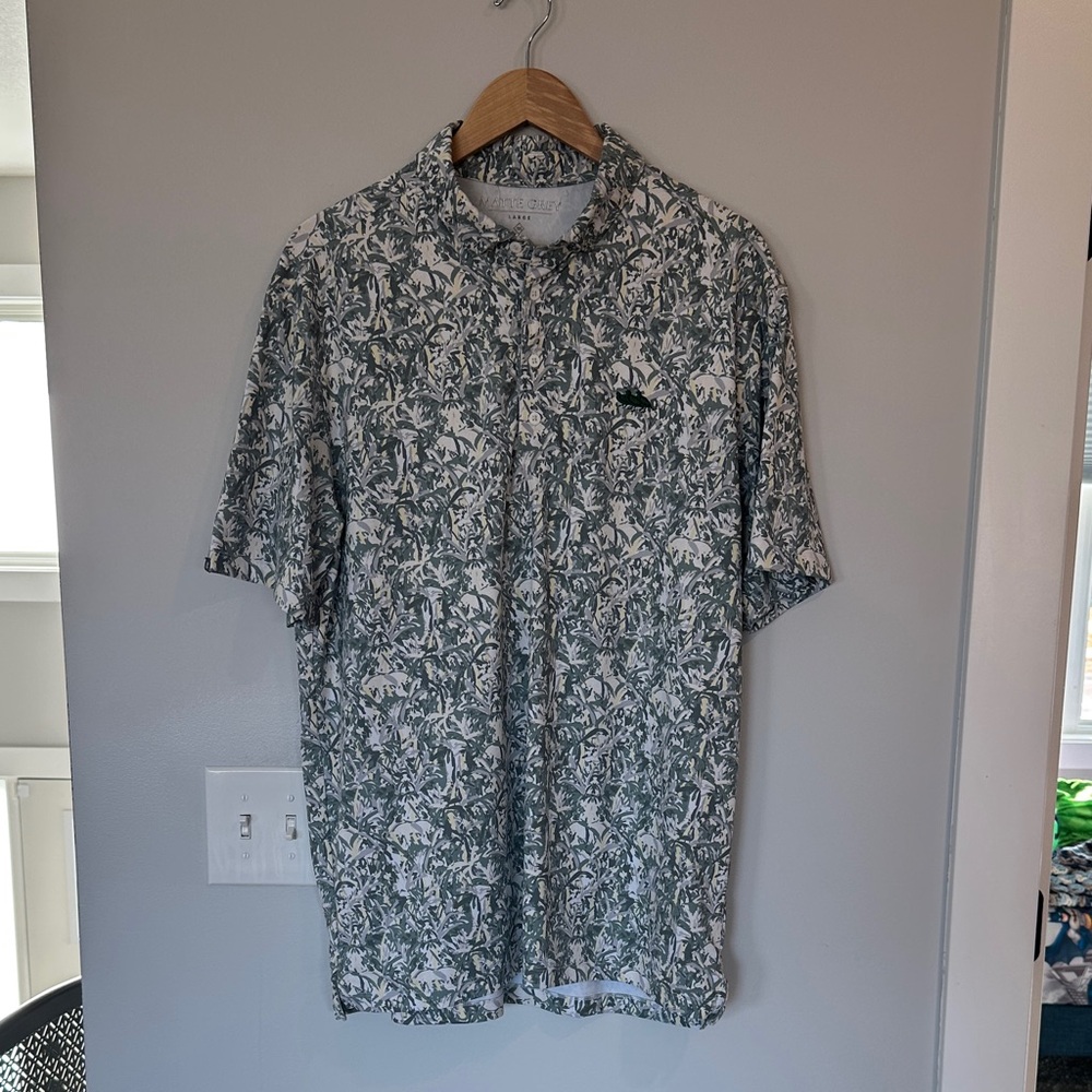 Men's Green Leaf Print Casual Shirt